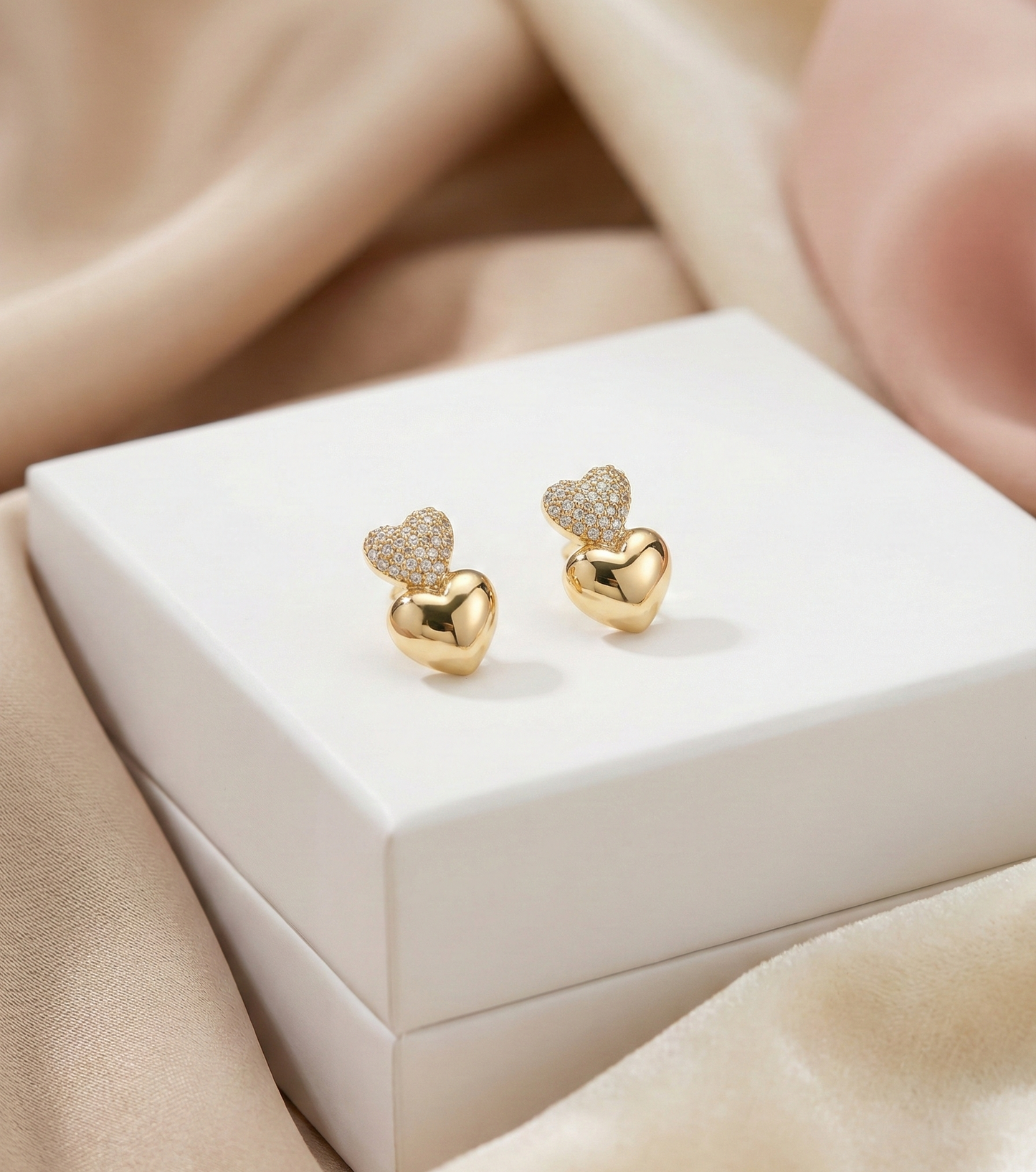 Korean Double Heart Stud Earrings