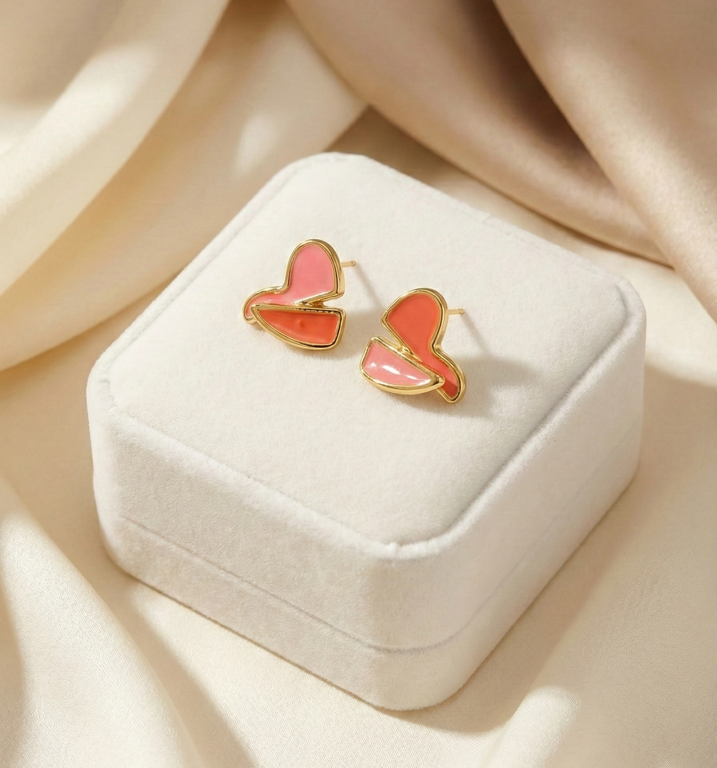 Korean Blush Heart Earrings