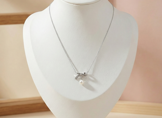 Pearl Bow Grace Necklace