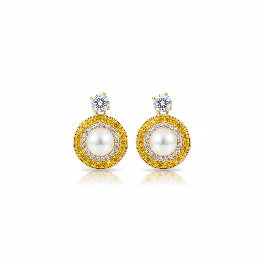 Golden Aura Pearl Studs