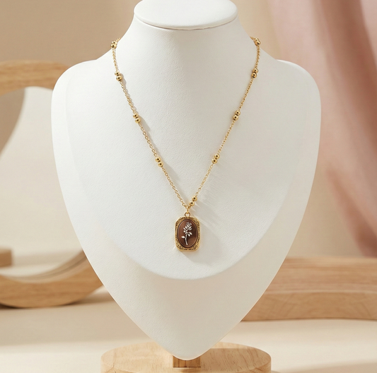 Vintage Rose Pendant Necklace