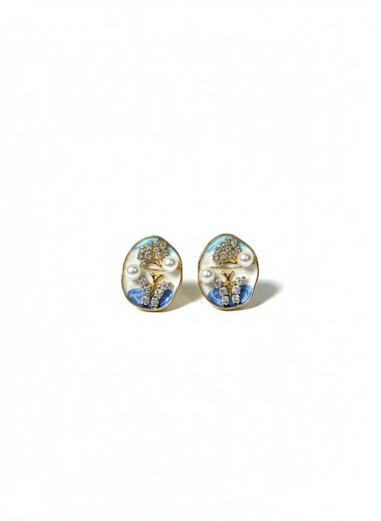 Azure Pearl Bloom Studs