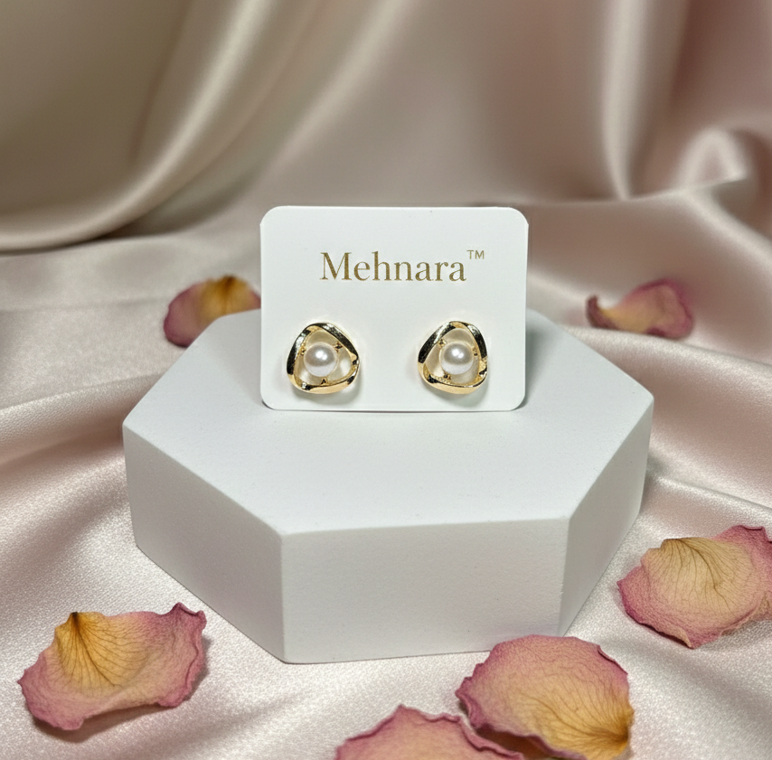 Golden Embrace Pearl Studs