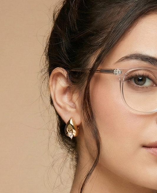 Golden Dewdrop Crystal Studs