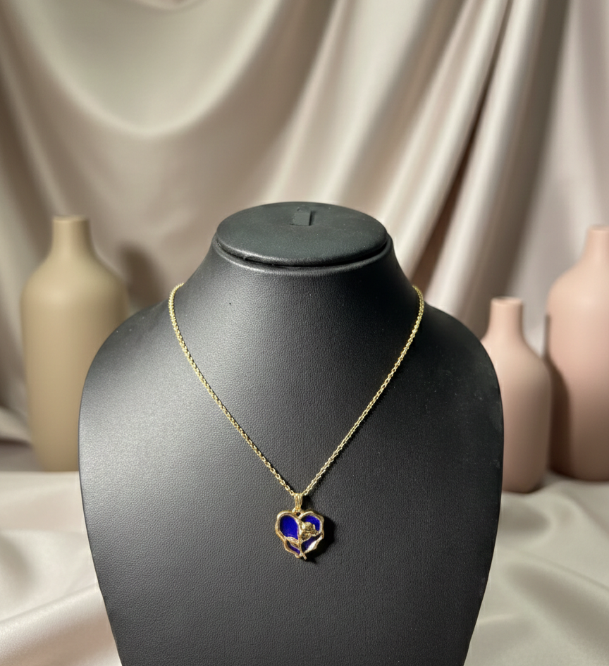 Royal Blue Heart Pendant Necklace