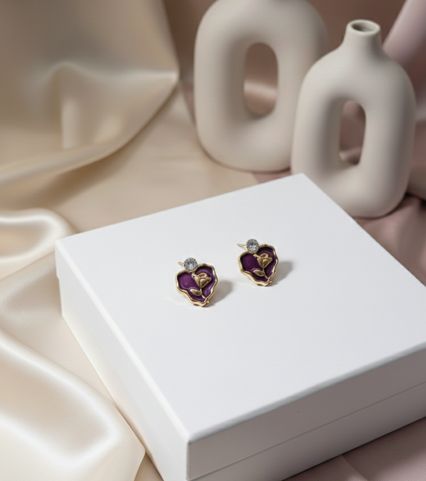 Blush Korean Heart Bloom Studs
