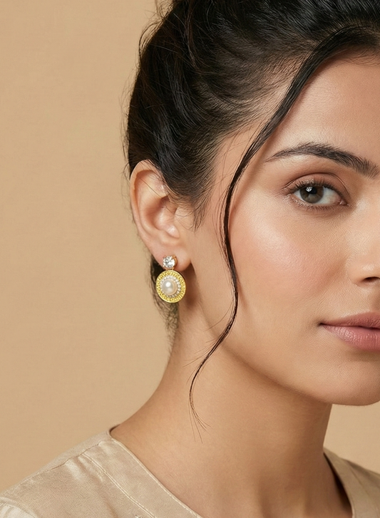 Golden Aura Pearl Studs