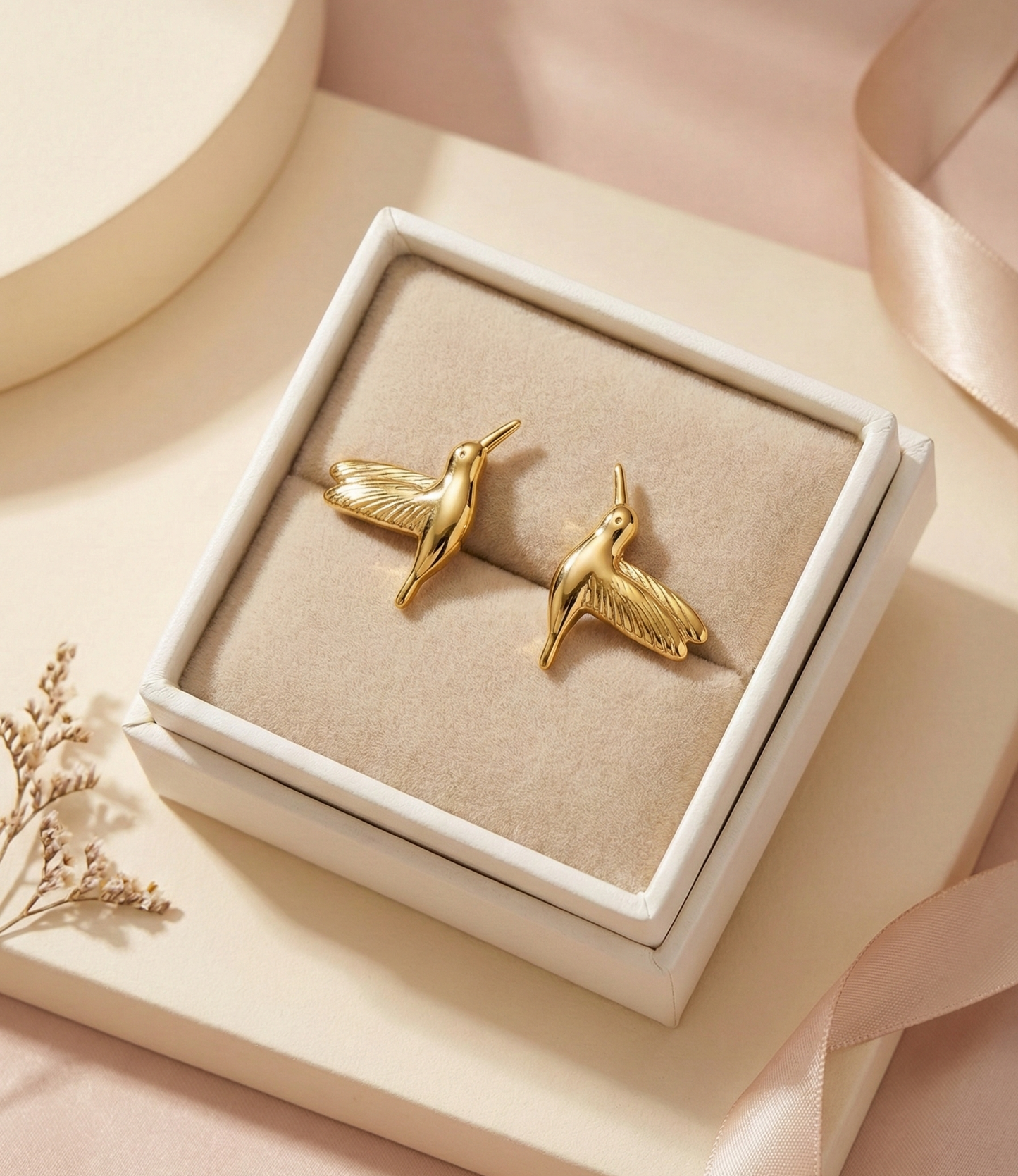 Korean Golden Hummingbird Studs