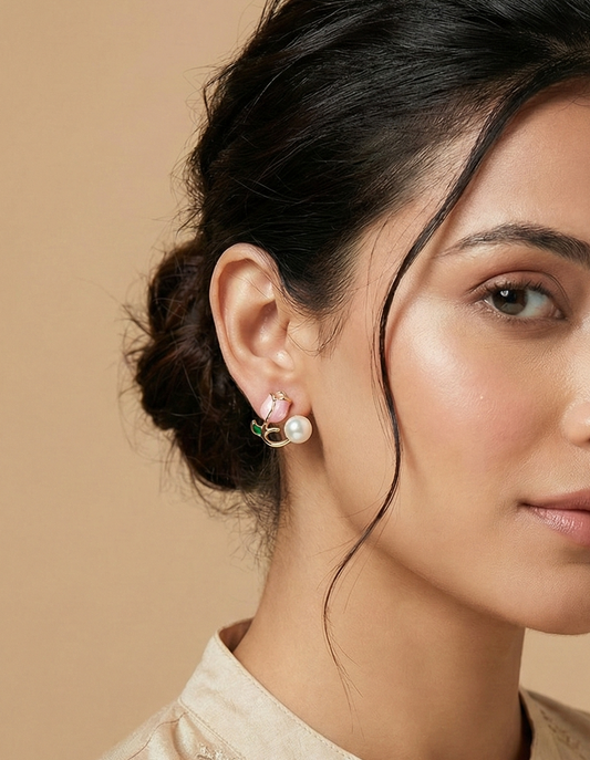 Rose Pearl Blossom Studs