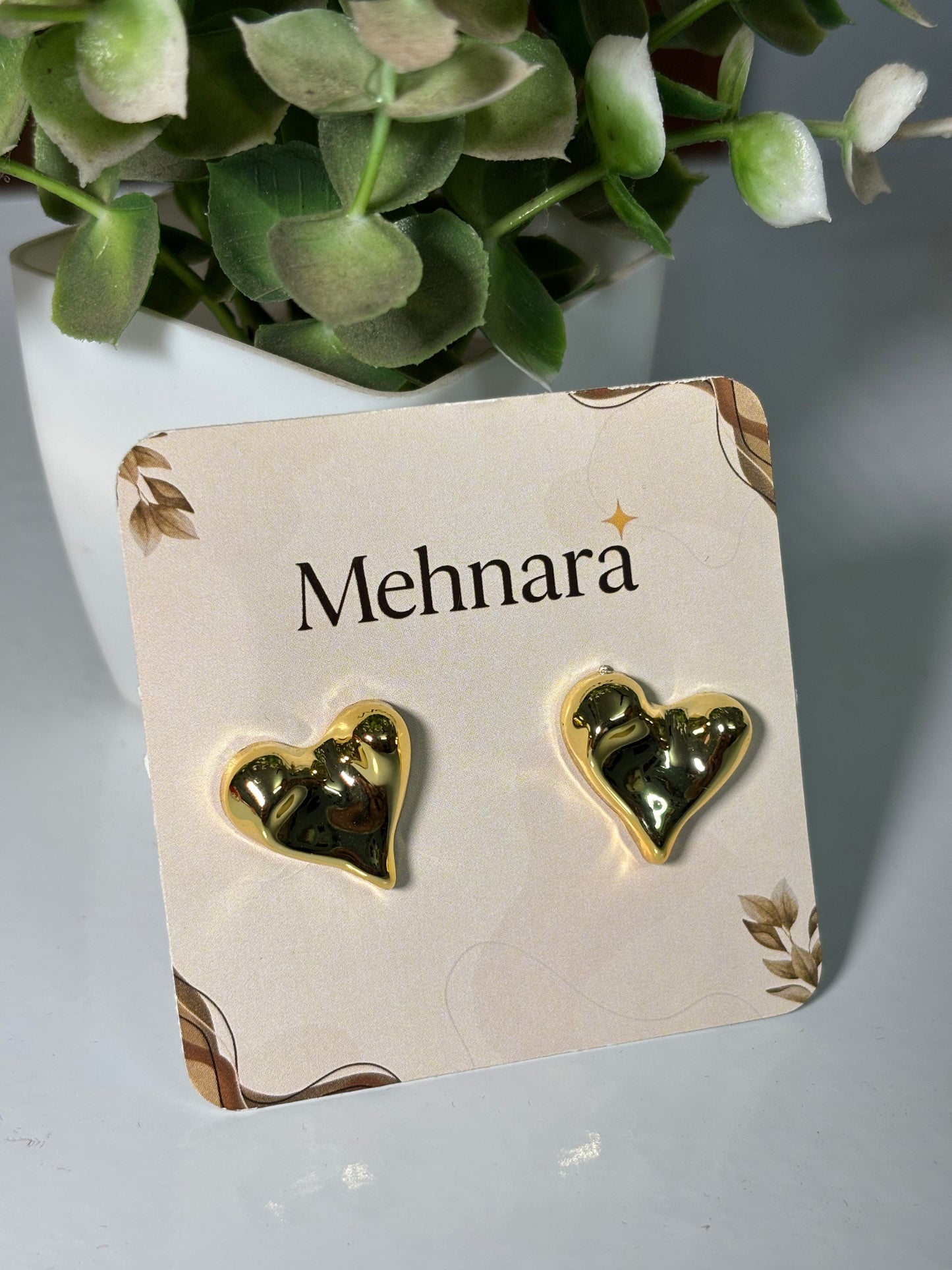 Golden Heart Glow Studs