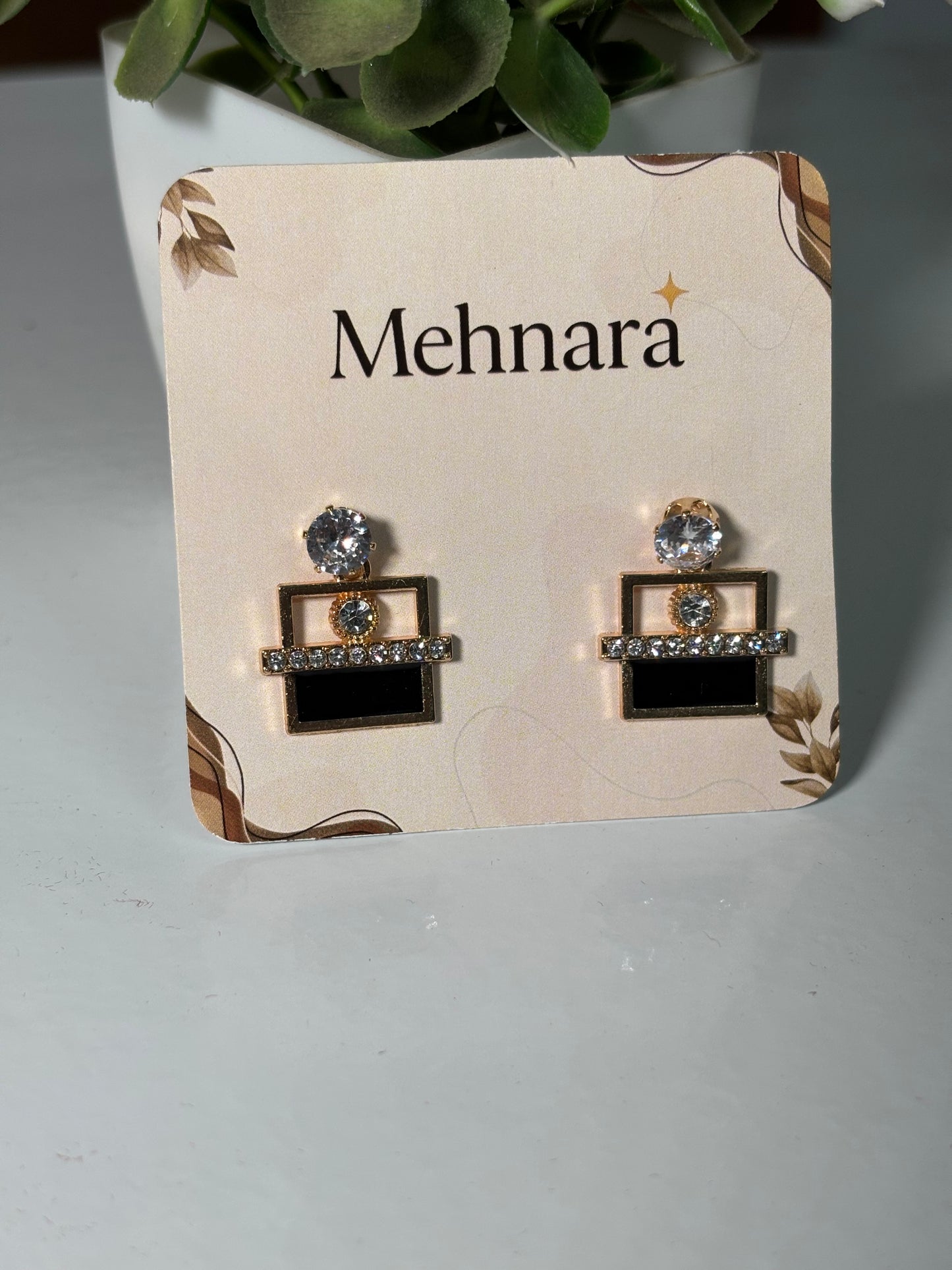 Noir Crystal Frame Earrings