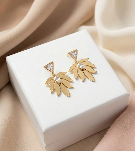 Crystal Leaf Drop Earrings