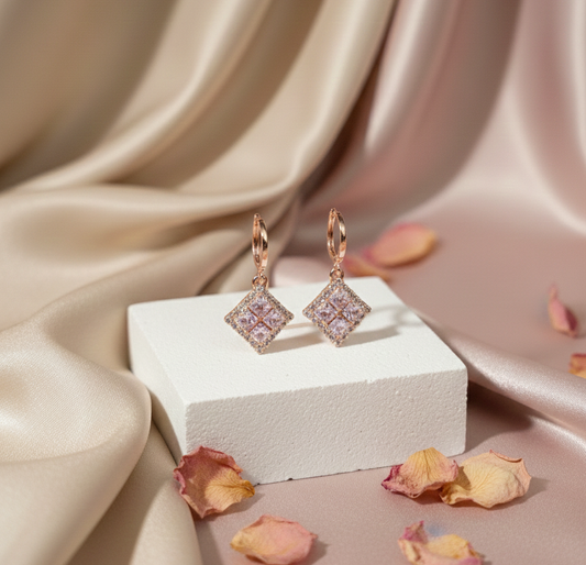Rose Quartz Glimmer Drop Earrings