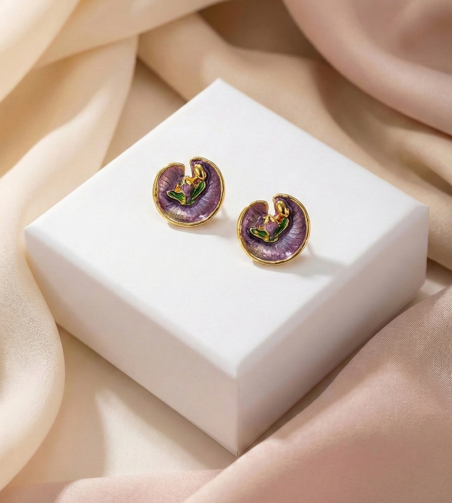 Royal Lotus Stud Earrings