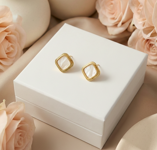 Moonstone Square Studs