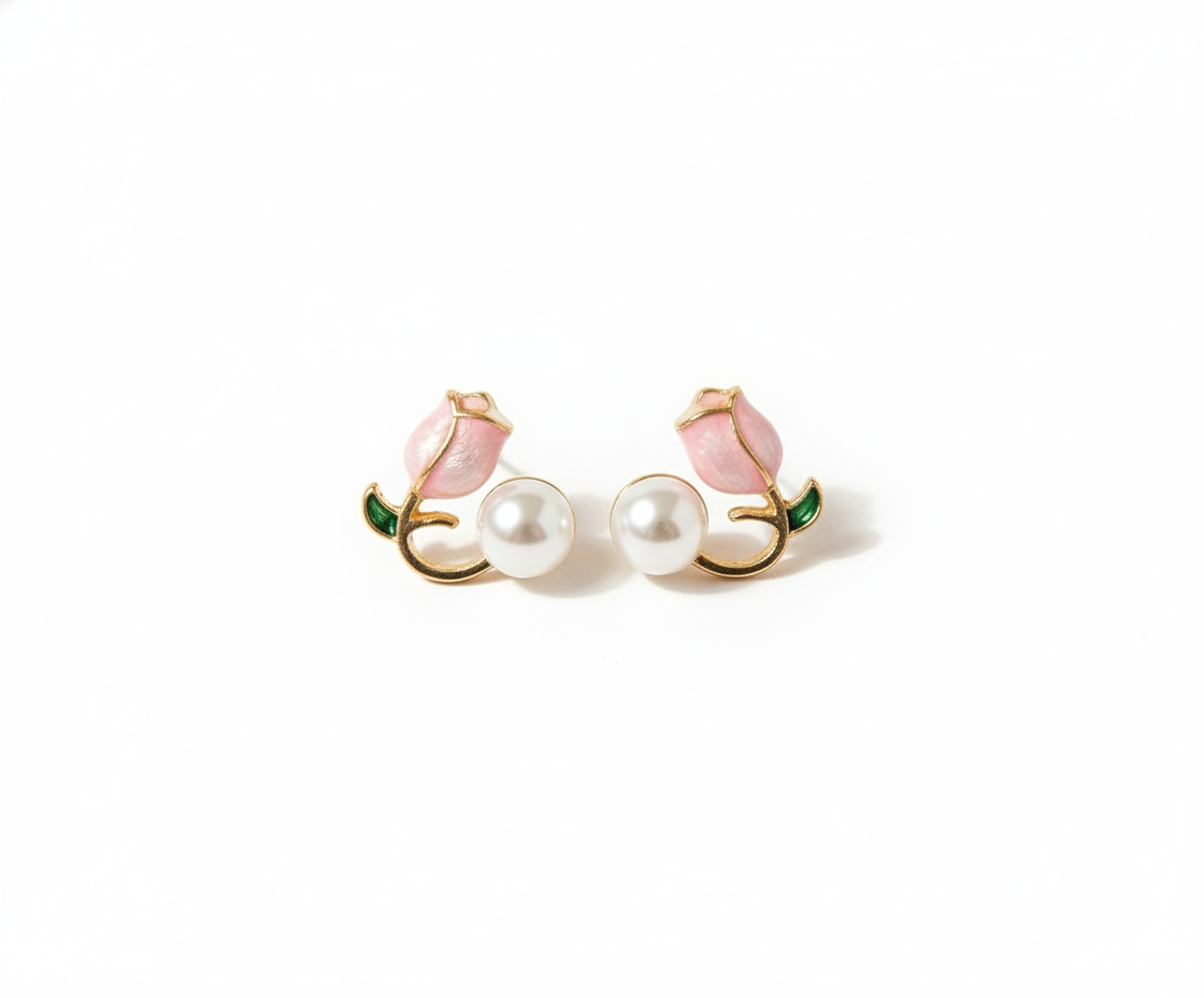 Rose Pearl Blossom Studs