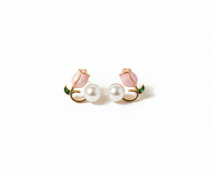 Rose Pearl Blossom Studs