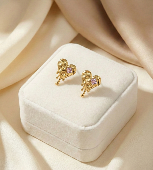 Korean Heart Glow Stud Earrings