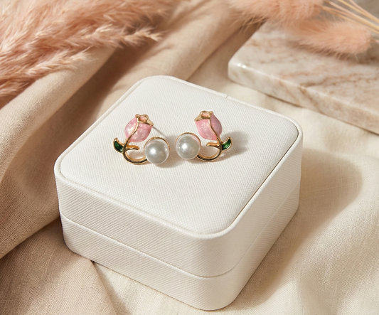 Rose Pearl Blossom Studs