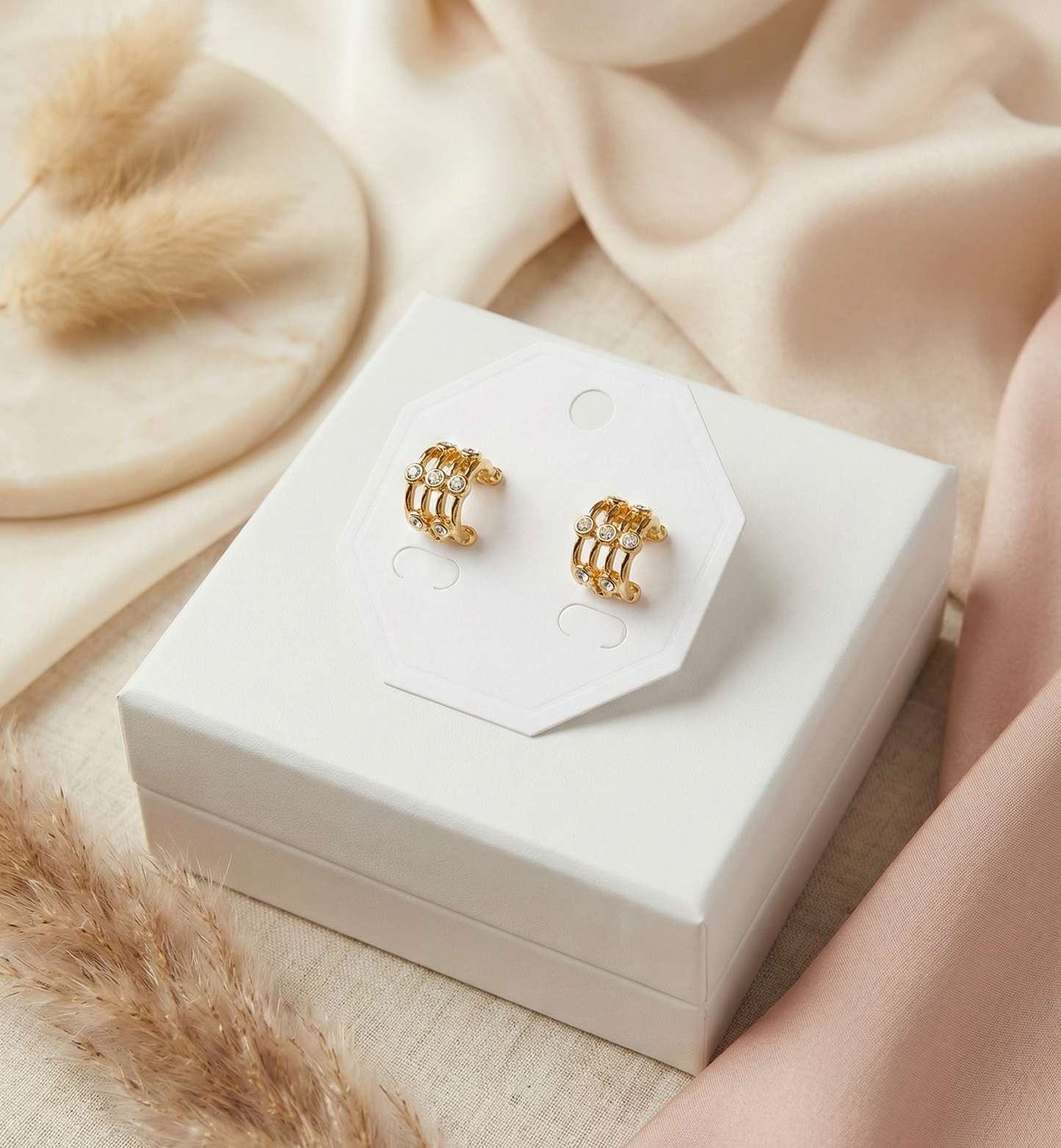 Radiant Curve Crystal Mini Hoops