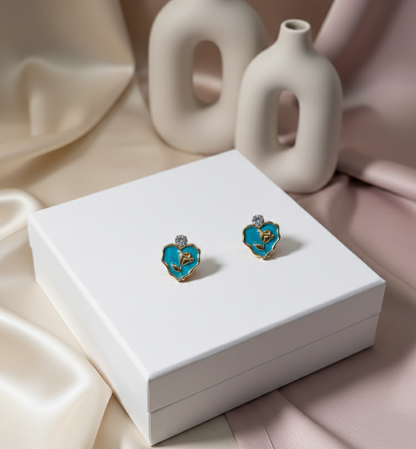 Blush Korean Heart Bloom Studs