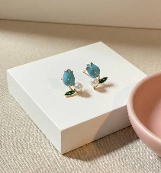 Pearl Tulip Stud Earrings