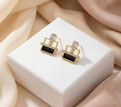 Noir Crystal Frame Earrings