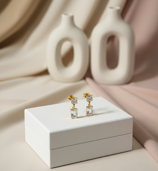 Crystal Duo Drop Earrings