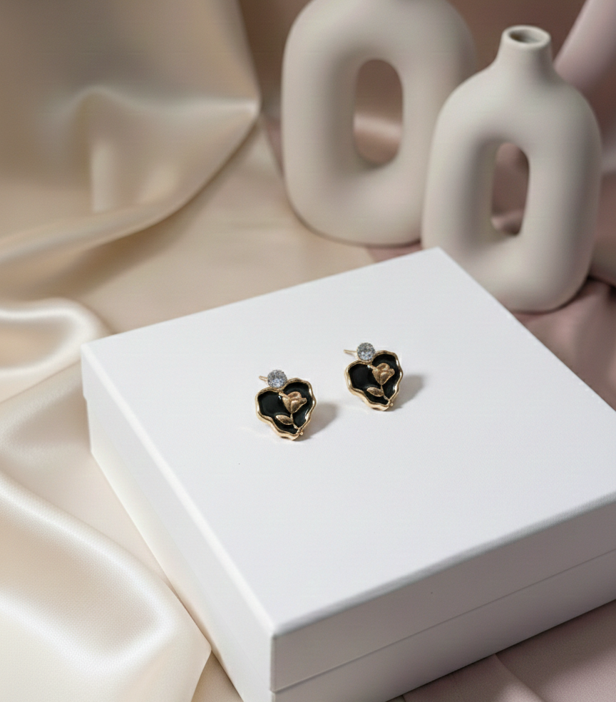 Blush Korean Heart Bloom Studs