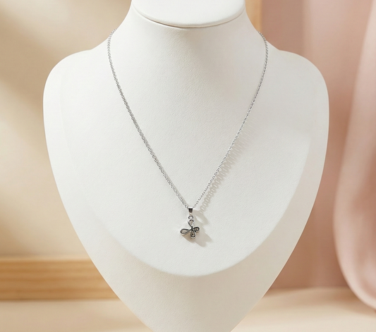 Silver Petal Charm Necklace