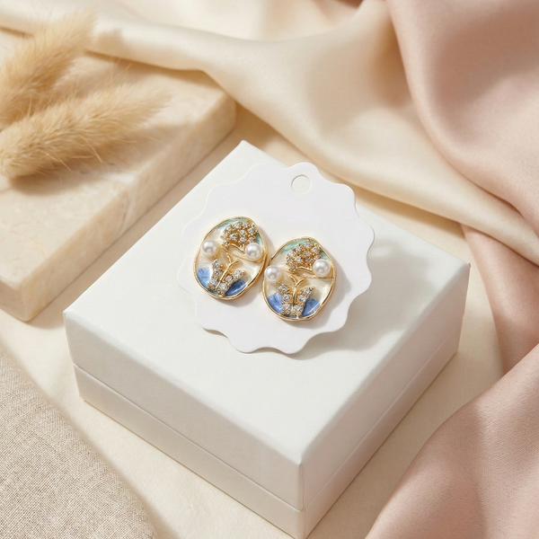Azure Pearl Bloom Studs