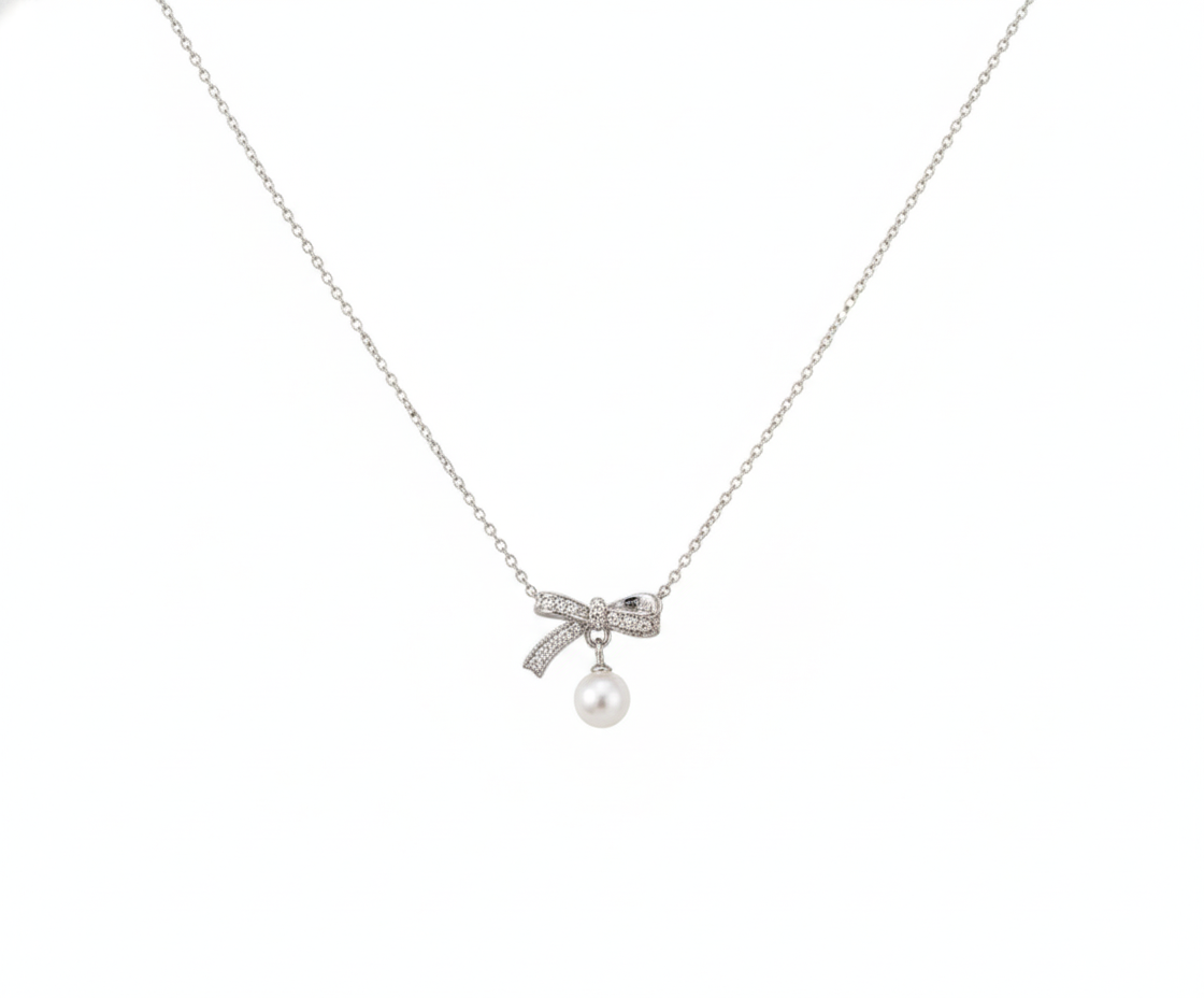 Pearl Bow Grace Necklace