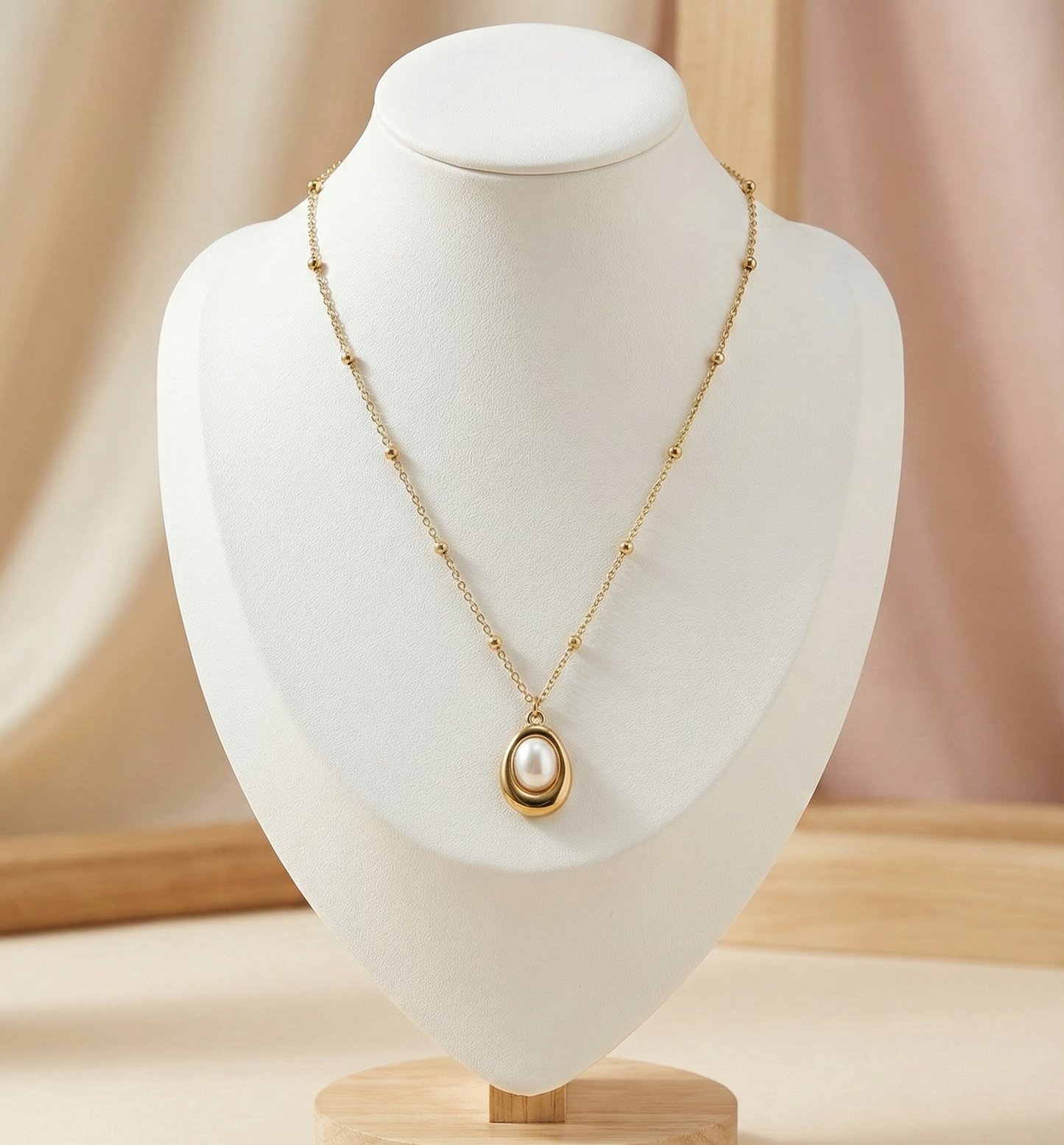 Golden Pearl Drop Necklace