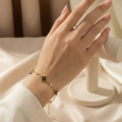 Midnight Clover Charm Bracelet