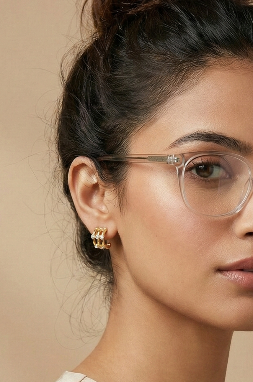 Radiant Curve Crystal Mini Hoops