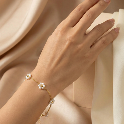 Petal Pearl Charm Bracelet