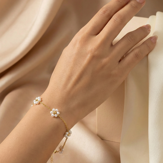 Petal Pearl Charm Bracelet