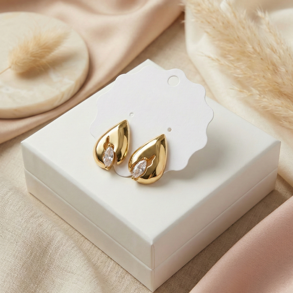 Golden Dewdrop Crystal Studs