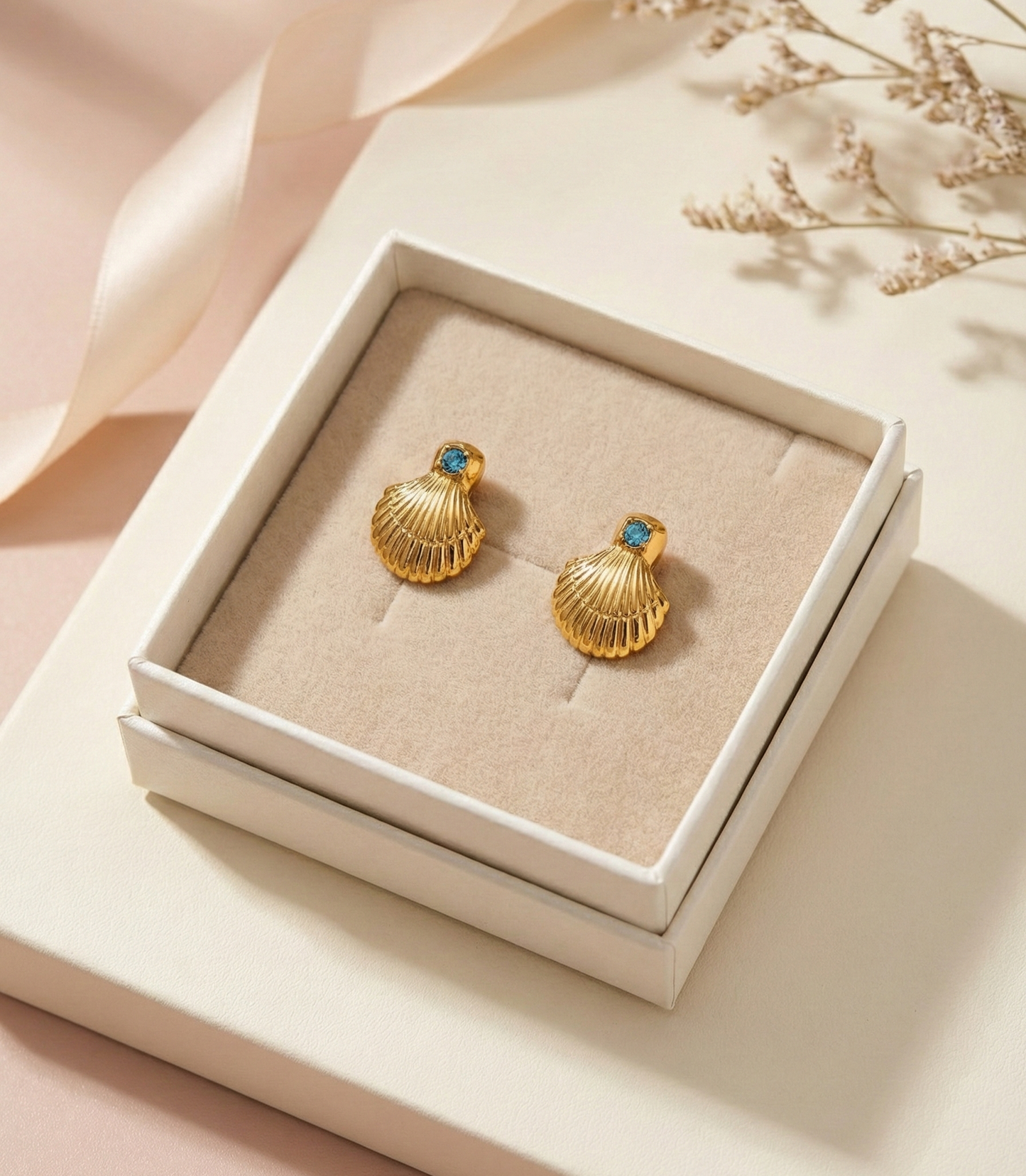 Golden Shell Stud Earrings