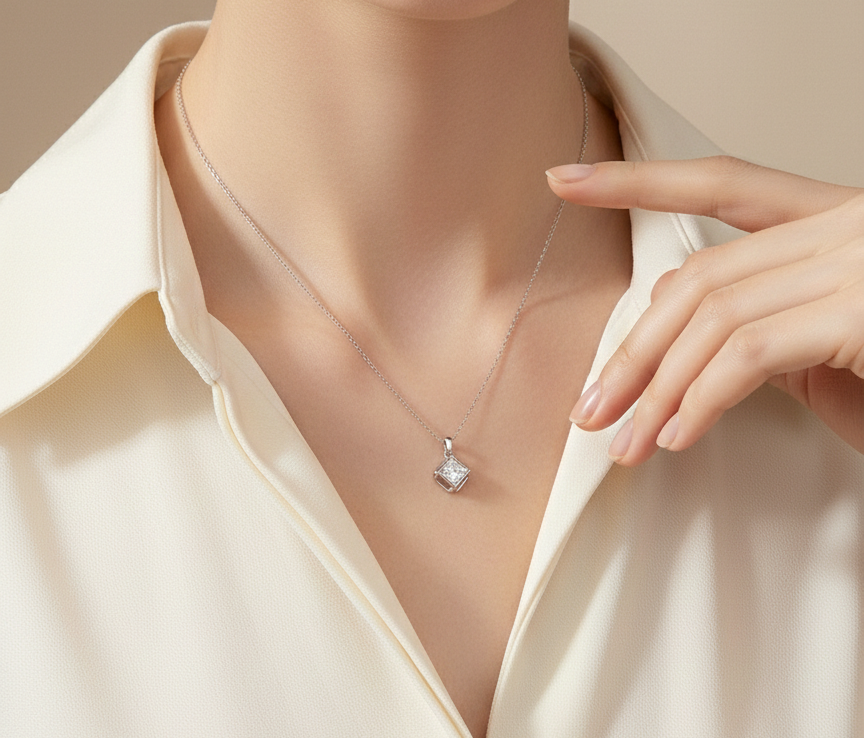 Radiant Square Crystal Necklace