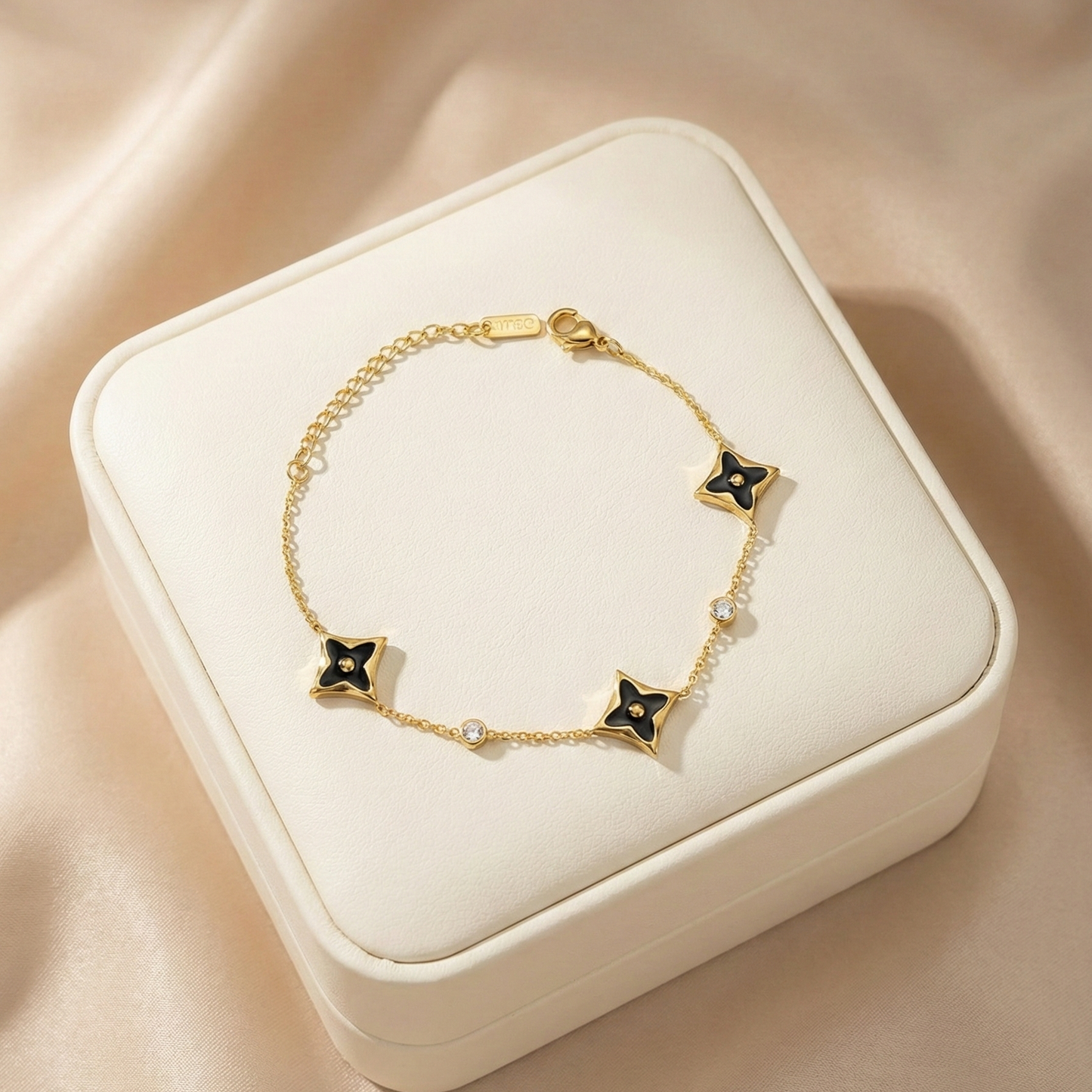 Midnight Clover Charm Bracelet