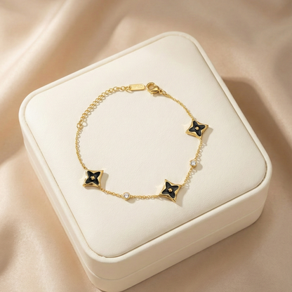 Midnight Clover Charm Bracelet