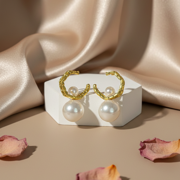 Golden Crescent Pearl Drops