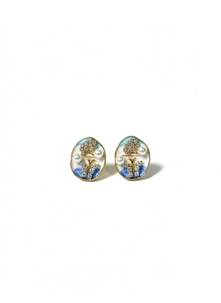 Azure Pearl Bloom Studs