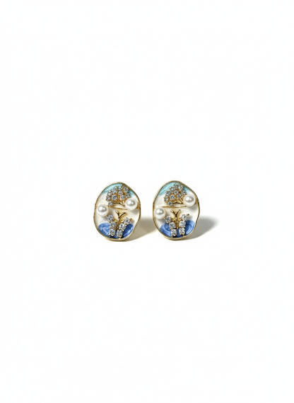 Azure Pearl Bloom Studs