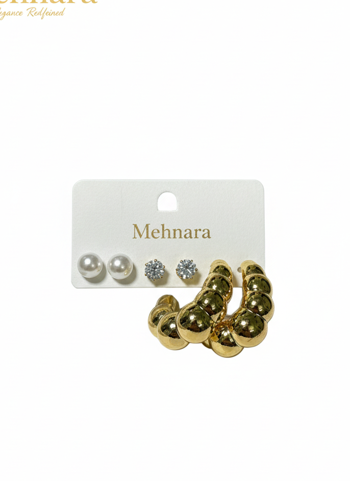 Meh­nara Luxe Trio Stud & Hoop Set