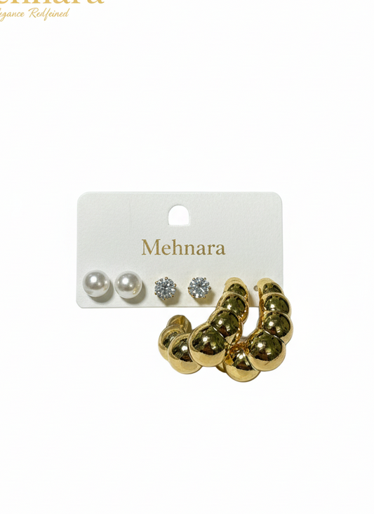 Meh­nara Luxe Trio Stud & Hoop Set