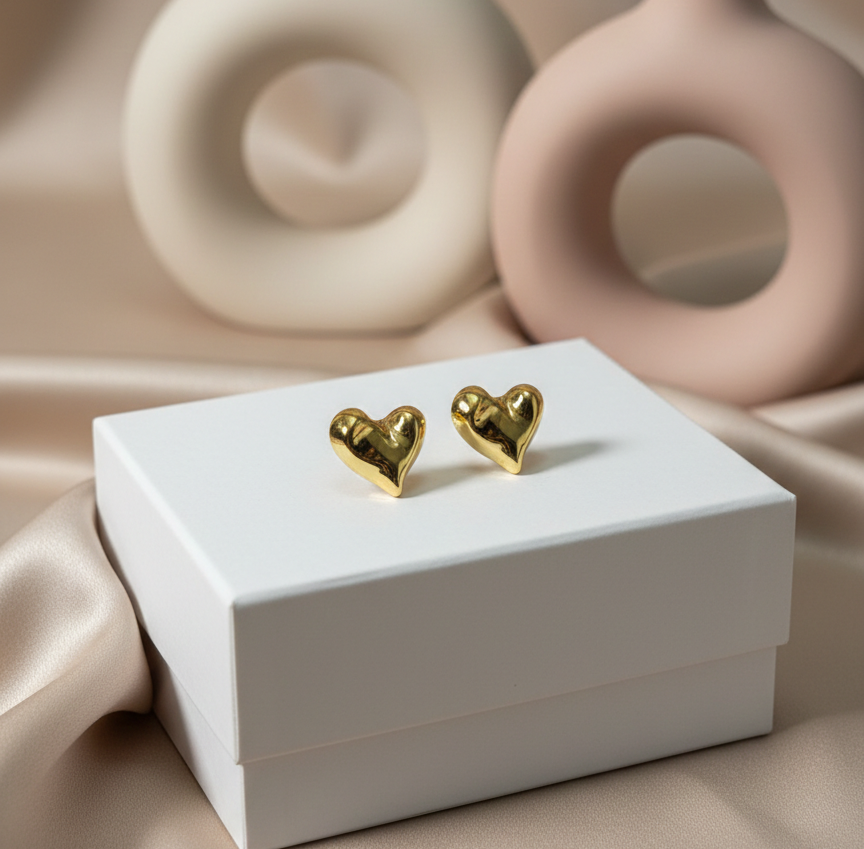 Golden Heart Glow Studs
