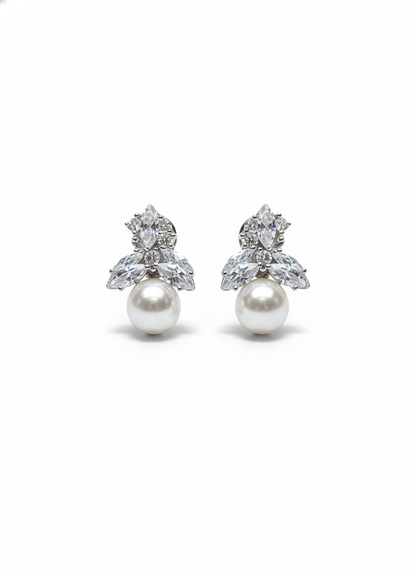 Crystal Bloom Pearl Studs