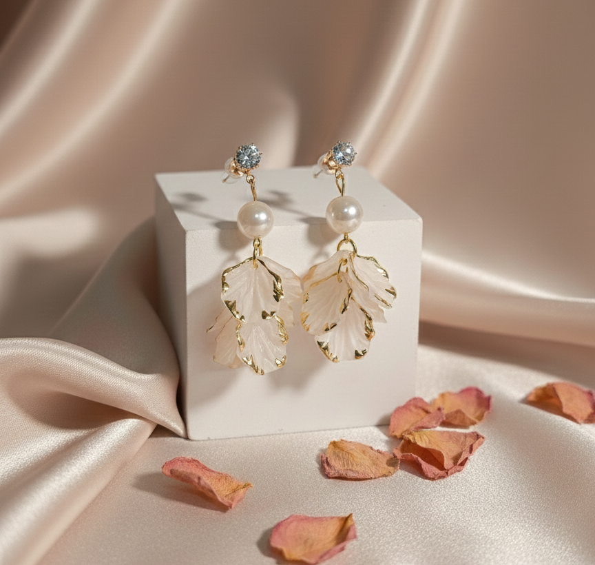 Pearl Petal Cascade Earrings